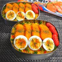 母とムスコのラブラブおソロ♪夢のエビ寄せフライどーんでオトナ弁当